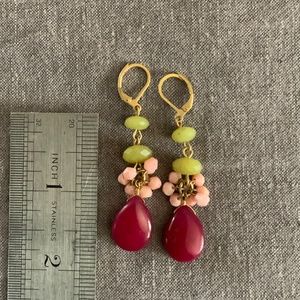 Glass bead earrings, gold fill